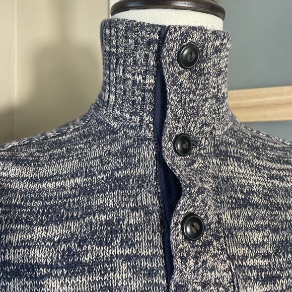 H&M LOGG Mens Pullover Sweater Multicolor Space Dye Long Sleeve Button Neck S - Picture 4 of 7